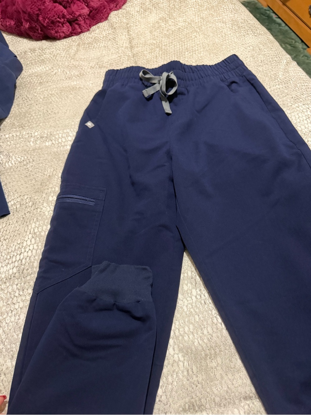 Figs Women's Navy Drawstring Cargo Joggers